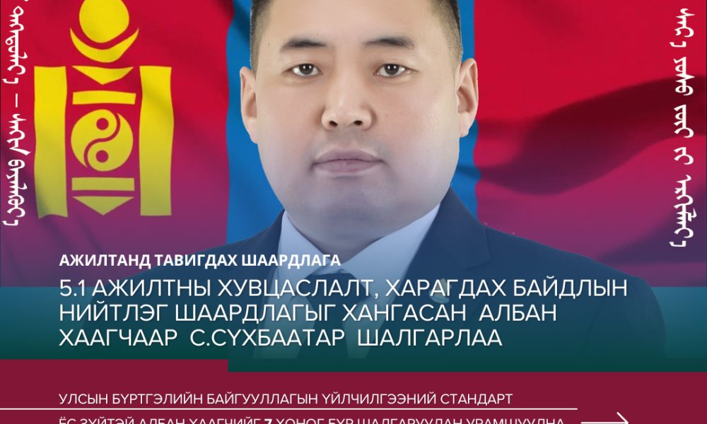 УЛСЫН БҮРТГЭЛИЙН БАЙГУУЛЛАГЫН ҮЙЛЧИЛГЭЭНИЙ СТАНДАРТ Ёс зүйтэй албан хаагчийг шалгарууллаа