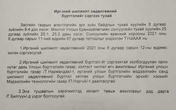 ШИЛЖИЛТ ХӨДӨЛГӨӨНИЙ БҮРТГЭЛИЙГ СЭРГЭЭЛЭЭ