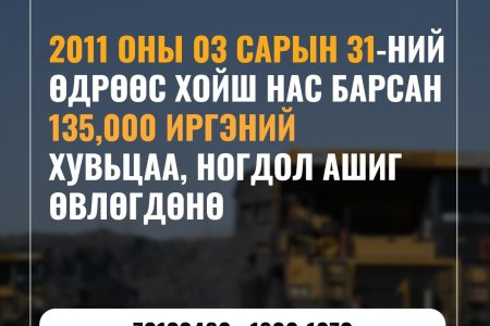 НАС БАРСАН ИРГЭДИЙН ХУВЬЦАА, НОГДОЛ АШГИЙГ ӨВЛҮҮЛНЭ