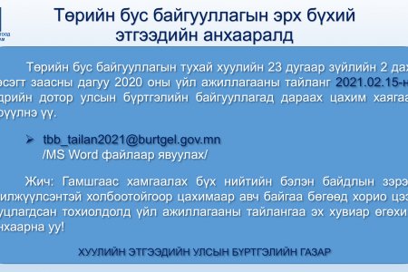 Төрийн бус байгууллагын эрх бүхий этгээдийн анхааралд