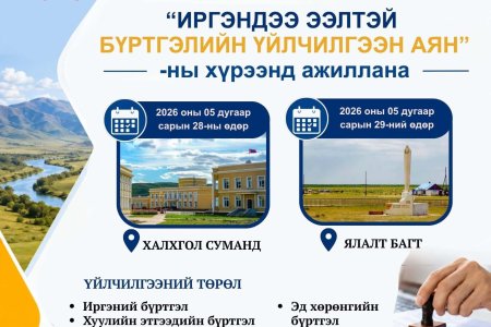 “Иргэндээ ээлтэй бүртгэлийн үйлчилгээ” 3 сарын аяны хүрээнд
