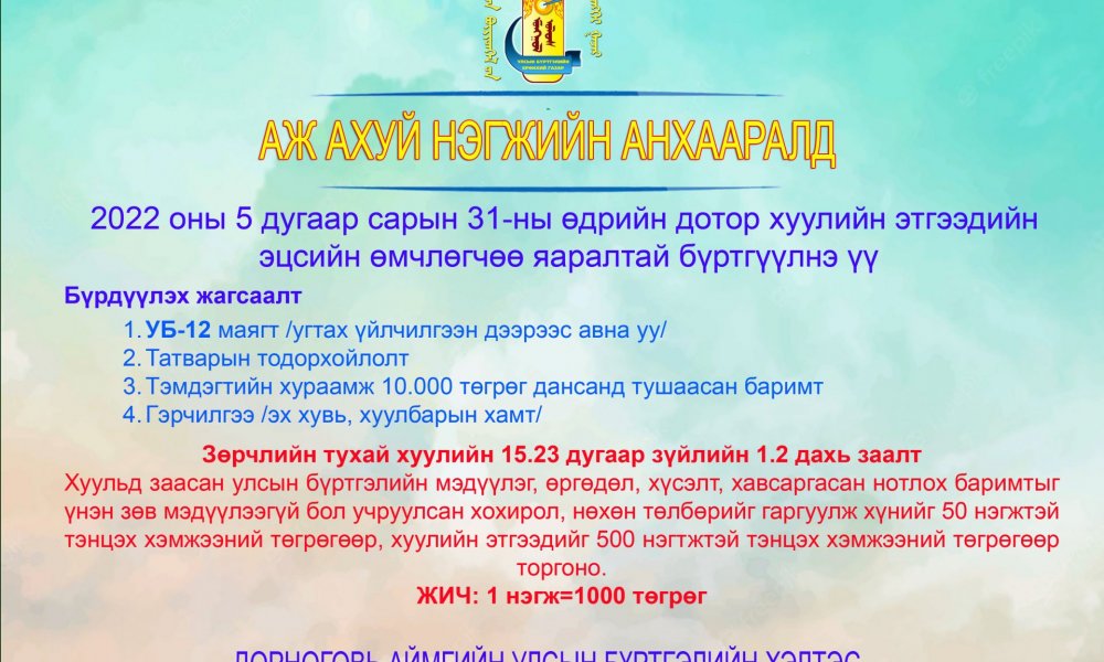 Аж ахуй нэгжийн анхааралд