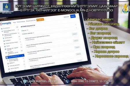 Иргэний шилжилт хөдөлгөөний /9 төрөл/ бүртгэлийг цахимаар бүртгэх үйлчилгээ