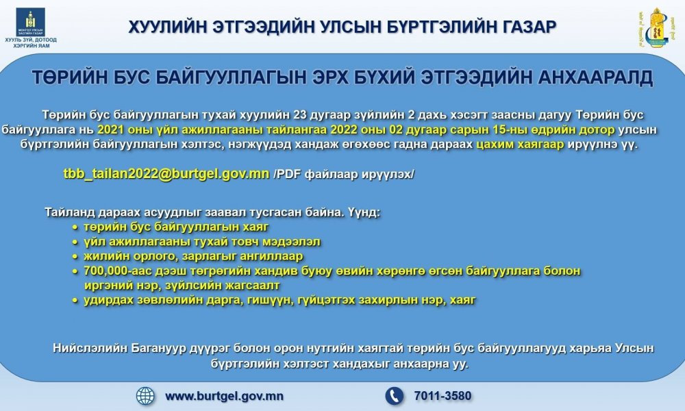 ХУУЛИЙН ЭТГЭЭДИЙН АНХААРАЛД