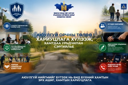 АЮУЛГҮЙ ОРЧНЫ ТӨЛӨӨ ХАМТДАА ХАРИУЦЛАГА ХҮЛЭЭЖ, ХАМТДАА УРЬДЧИЛАН СЭРГИЙЛЬЕ