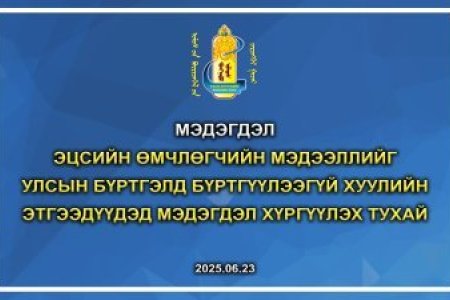 Эцсийн өмчлөгчийн мэдээллийг улсын бүртгэлд бүртгүүлээгүй хуулийн этгээдүүдэд мэдэгдэл хүргүүлэх тухай