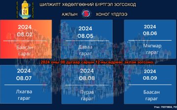 Шилжилт хөдөлгөөн 2024 оны 08 дугаар сарын 12-ны өдрөөс эхлэн зогсоно. 