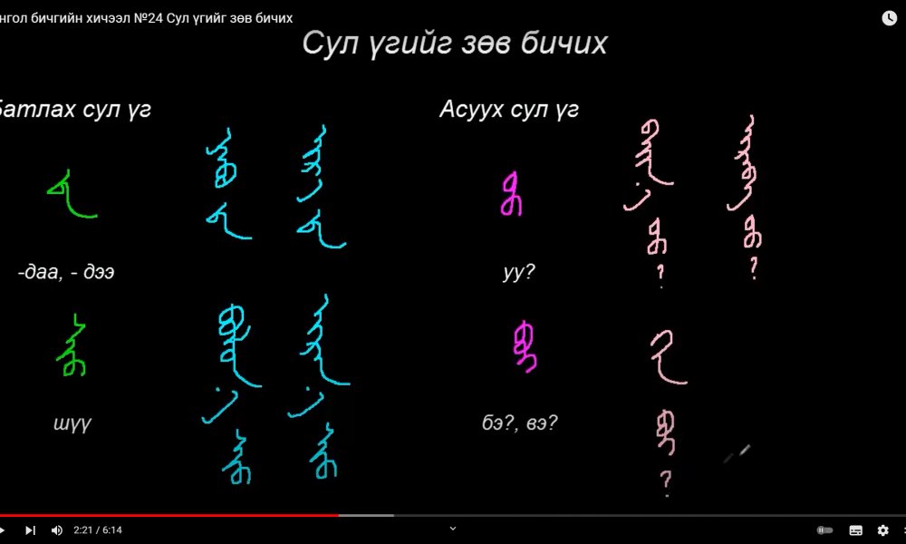 Монгол бичгийн хичээл №24 Сул үгийг зөв бичих