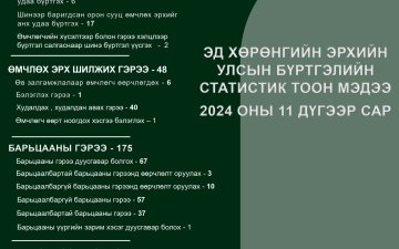Эд хөрөнгийн эрхийн улсын бүртгэлийн 2024 оны 11-р сарын мэдээ