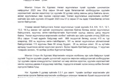 БУСАД БАЙГУУЛЛАГА, ИРГЭНЭЭС ӨГСӨН САНАЛ: ”Мэргэжлийн нэгдсэн холбоог бүртгэх журам”-ын төсөлд ирүүлсэн санал