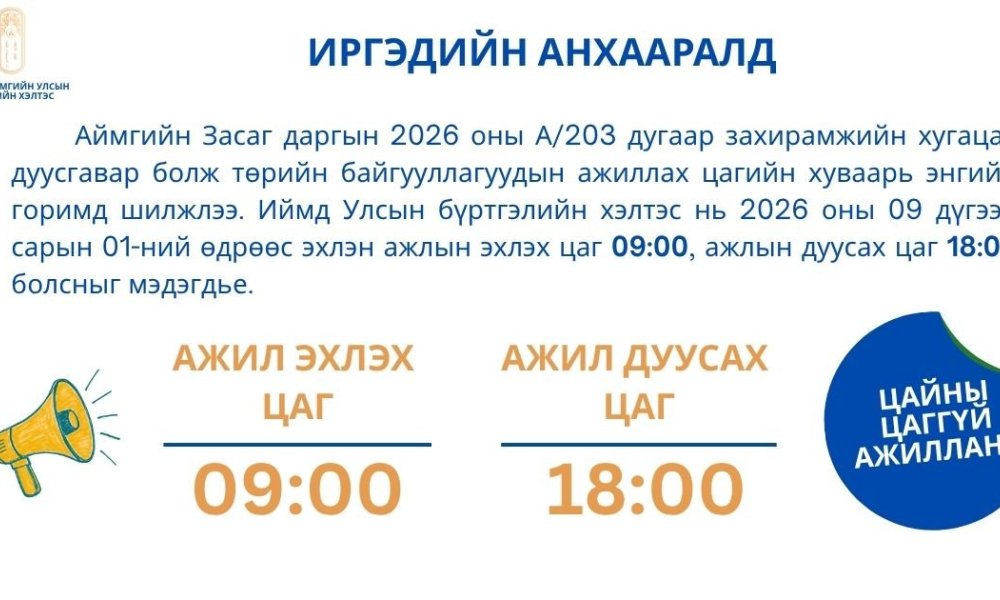 ИРГЭДИЙН АНХААРАЛД