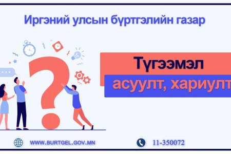 ТҮГЭЭМЭЛ АСУУЛТ, ХАРИУЛТ: УБЕГ-ын Иргэний улсын бүртгэлийн газар