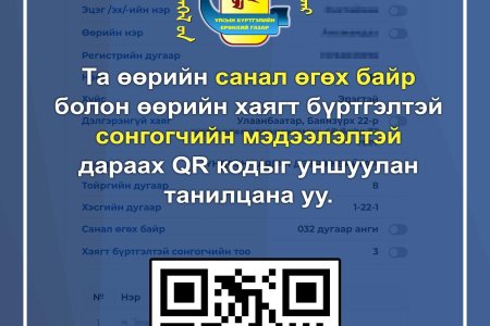 Аймаг, нийслэл, сум, дүүргийн иргэдийн төлөөлөгчдийн хурлын сонгуулийн тухай хуулийн 20 дугаар зүйлийн 20.4-т заасны дагуу сонгогч та дараах заавраар өөрийн болон өөрийн байнга оршин суугаа хаягийн мэдээлэлтэй танилцана уу.