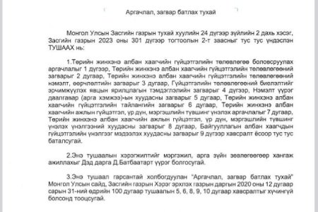 АЛБАН ХААГЧИЙН АЖЛЫН ГҮЙЦЭТГЭЛИЙГ ҮНЭЛЭХ ЖУРАМ