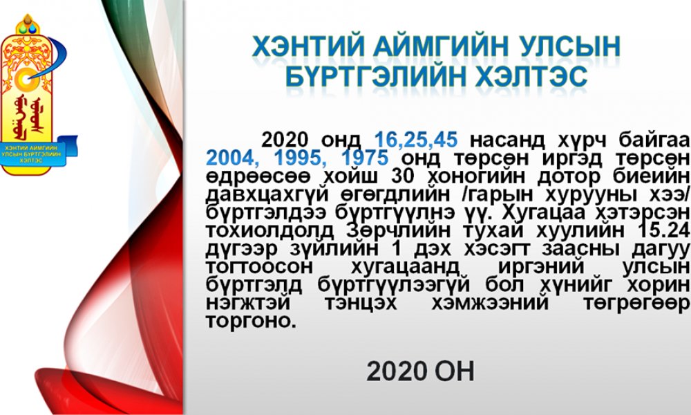 ИРГЭН ТА ШИНЭЧИЛСЭН БҮРТГЭЛДЭЭ ХАМРАГДАНА УУ.