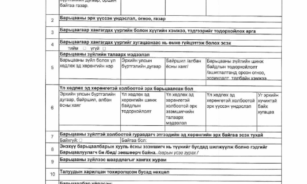 УБЕГ-ын даргын 2014 оны “Загвар, журам шинэчлэн батлах тухай” А/1125 дугаартай тушаалын хавсралтаар батлагдсан барьцаалбарын маягтын загвар, мэдэгдэл хүргүүлэх журмын шинэчилсэн төсөл
