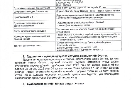 Нээлттэй дуудлага худалдааны зар