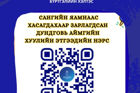 Сангийн яамнаас хасагдахаар зарлагдсан ДУНДГОВЬ АЙМГИЙН ХУУЛИЙН ЭТГЭЭДИЙН НЭРС