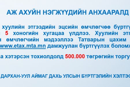 АЖ АХУЙН НЭГЖҮҮДИЙН АНХААРАЛД