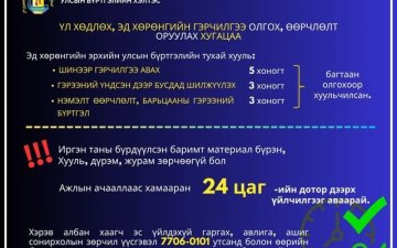 ҮЛ ХӨДЛӨХИЙН ГЭРЧИЛГЭЭГЭЭ 24 ЦАГИЙН ДОТОР АВАХ БОЛОМЖИЙГ БҮРДҮҮЛЭВ. 