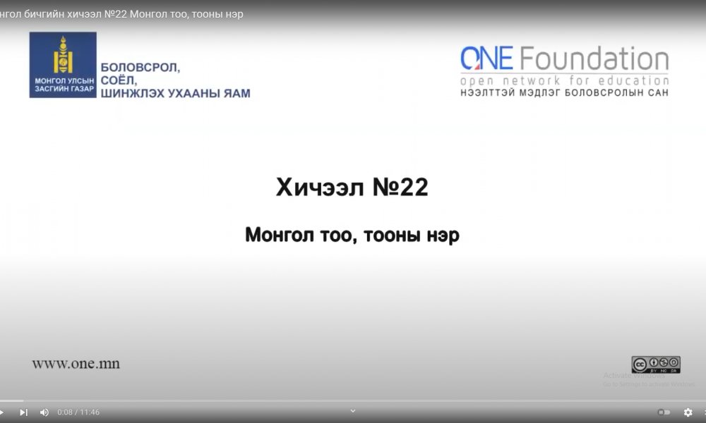 Монгол бичгийн хичээл №22 Монгол тоо, тооны нэр