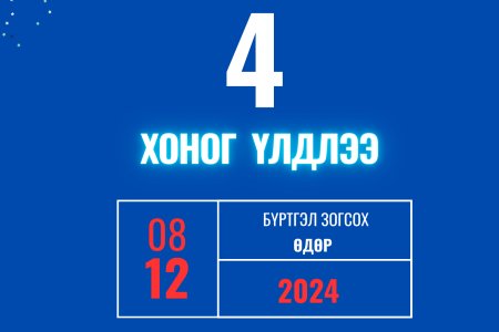 Шилжилт хөдөлгөөн 2024 оны 08 дугаар сарын 12-ны өдрөөс эхлэн зогсоно. 