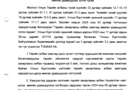 Орон нутагт тогтвор суурьшилтай ажилласны мөнгөн урамшуулал олгов