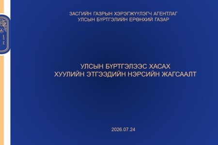 УЛСЫН БҮРТГЭЛЭЭС ХАСАХ ХУУЛИЙН ЭТГЭЭДИЙН НЭРСИЙН ЖАГСААЛТ 