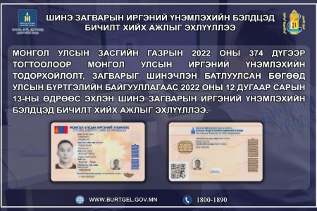 ШИНЭ ЗАГВАРЫН ИРГЭНИЙ ҮНЭМЛЭХИЙН БЭЛДЭЦ БИЧИЛТ ХИЙХ АЖЛЫГ ЭХЛҮҮЛЛЭЭ