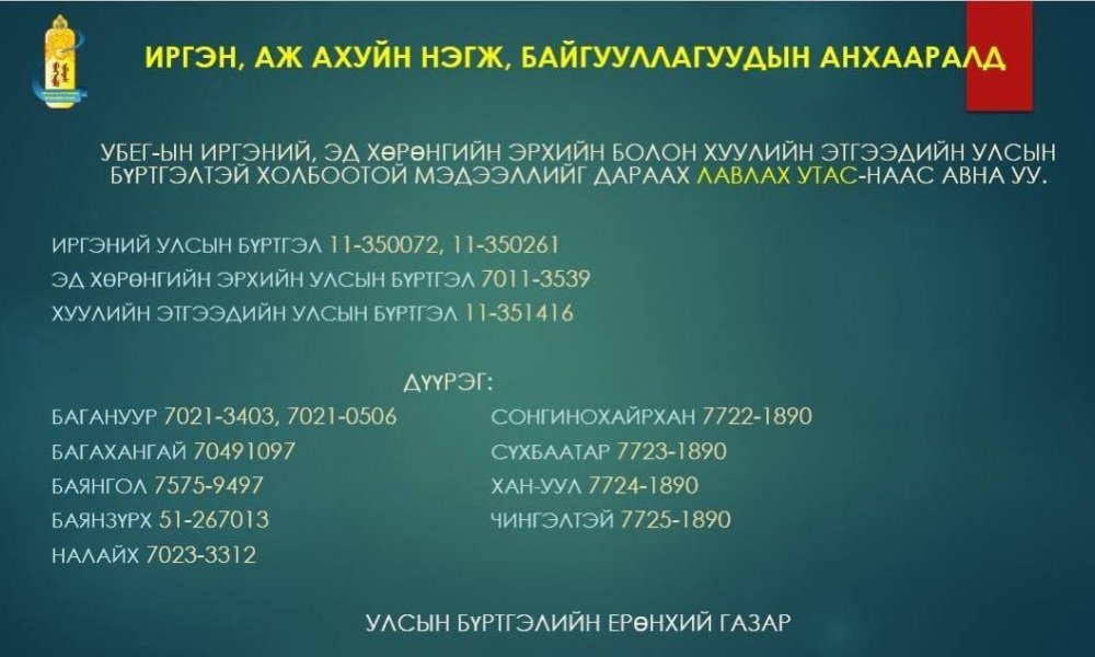  Иргэдийн анхааралд