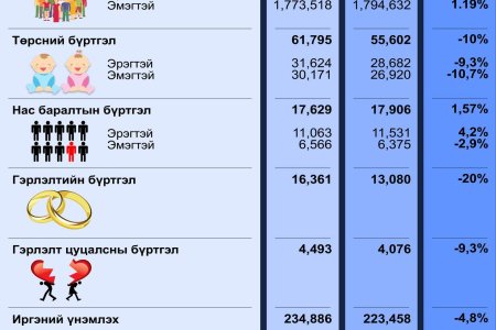 Улсын бүртгэлийн байгууллагын 2024 оны 11-р сарын тоон мэдээ