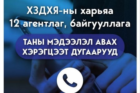 ХЗДХЯ БОЛОН ХАРЬЯА 12 АГЕНТЛАГ, БАЙГУУЛЛАГУУДЫН ЛАВЛАХ УТАСНЫ ДУГААР, ЦАХИМ ХАЯГУУДЫН ТАЛААРХ МЭДЭЭЛЭЛ.