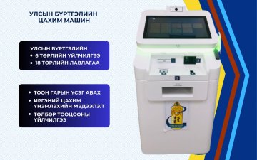 Та манай Улсын бүртгэлийн 24/7 цахим үйлчилгээний  КИОСК машинаас дараах үйлчилгээнүүдийг 7 хоногийн 24 цагаар авах боломжтой