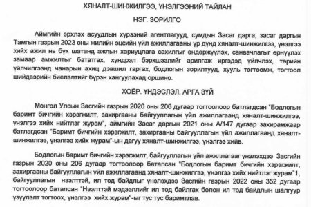 УЛСЫН БҮРТГЭЛИЙН ХЭЛТСИЙН 2023 ОНЫ ҮЙЛ АЖИЛЛАГААНД ХИЙСЭН ХЯНАЛТ-ШИНЖИЛГЭЭ, ҮНЭЛГЭЭ