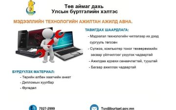 ТӨВ АЙМГИЙН УЛСЫН БҮРТГЭЛИЙН ХЭЛТЭС МЭДЭЭЛЭЛ ТЕХНОЛОГИЙН АЖИЛТАН ШАЛГАРУУЛЖ АЖИЛД АВНА.