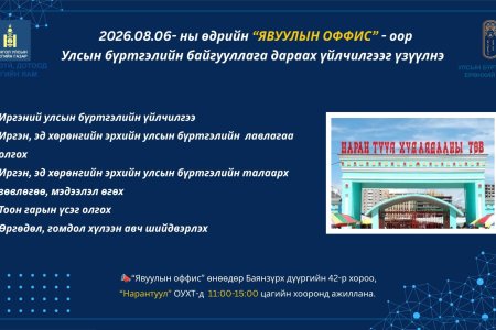 “ЯВУУЛЫН ОФФИС” ӨНӨӨДӨР БАЯНЗҮРХ ДҮҮРЭГТ АЖИЛЛАНА