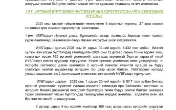Дундговь аймгийн УБХ-ийн 2025 ОНЫ ЖИЛИЙН ЭЦСИЙН ГҮЙЦЭТГЭЛИЙН ТӨЛӨВЛӨГӨӨНИЙ ХЭРЭГЖИЛТ /задгай/