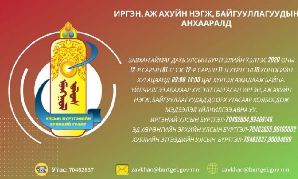 ИРГЭН, АЖ АХУЙН НЭГЖ, БАЙГУУЛЛАГУУДЫН АНХААРАЛД