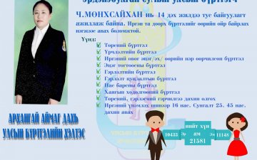 Улсын бүртгэлийн хэлтсээс аймгийн хэмжээнд ажилладаг Улсын бүртгэгч нараа танилцуулж байна.