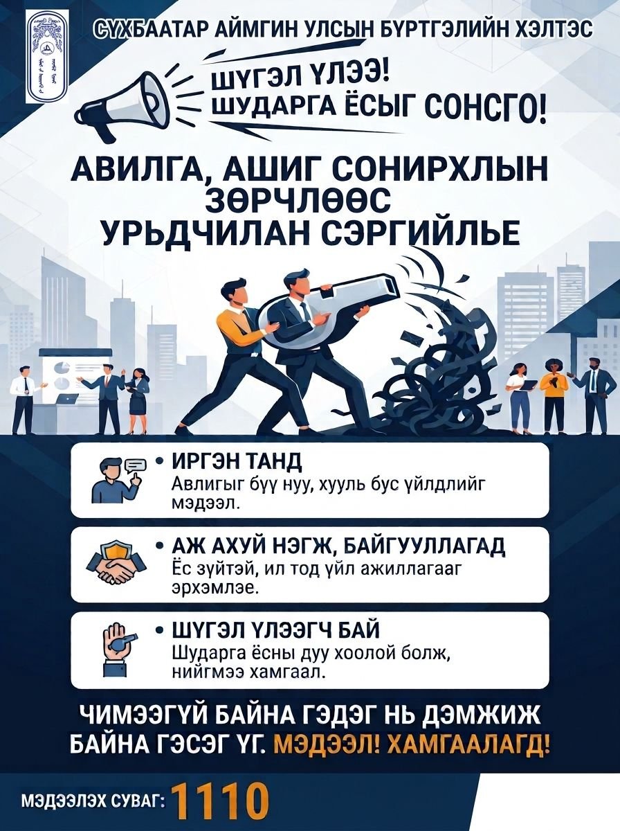 Авилга, ашиг сонирхлын зөрчлөөс урьдчилан сэргийлье