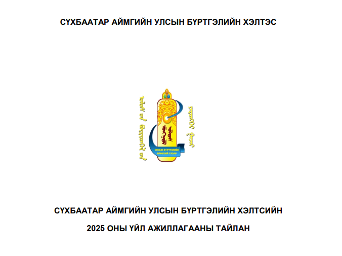 2025 оны хэлтсийн үйл ажиллагааны тайлан