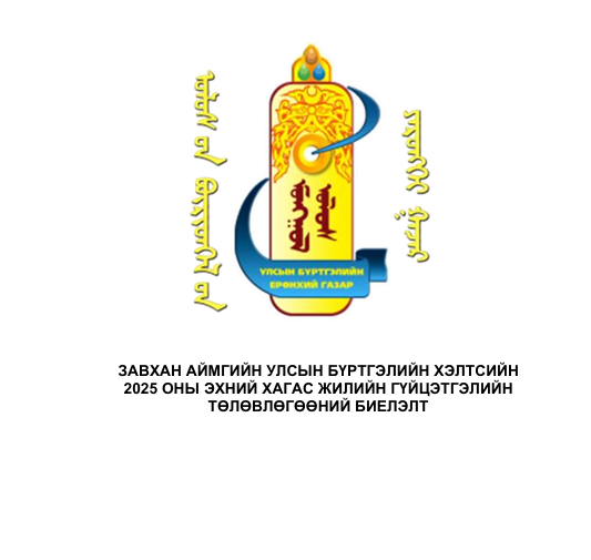 Завхан Улсын бүртгэлийн хэлтсийн  2025 оны гүйцэтгэлийн төлөвлөгөөний хагас жилийн биелэлт